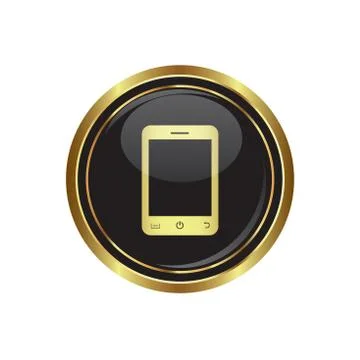Phone icon gold Stock Illustration