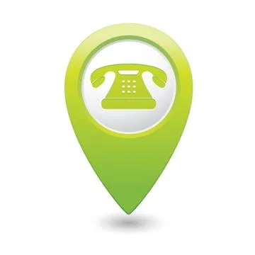 Phone icon green pointer Stock Illustration