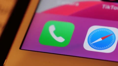Phone Icon on iPhone Screen Stock Footage 162485662