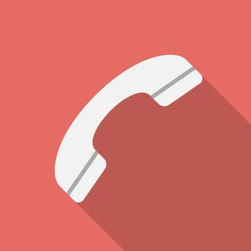 Phone icon with long shadow. Flat design style. Handset simple silhouette. Stock Illustration