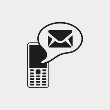 Phone icon with message stock vector illustration flat design Stock Illustration