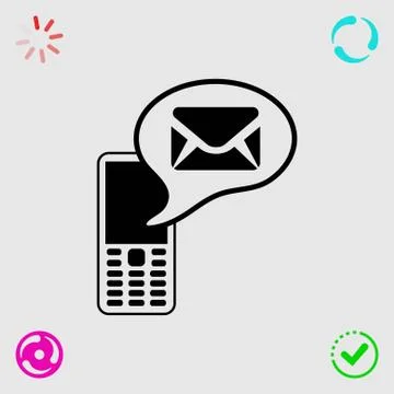 Phone icon with message stock vector illustration flat design Stock Illustration