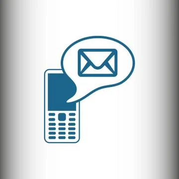 Phone icon with message stock vector illustration flat design Stock Illustration
