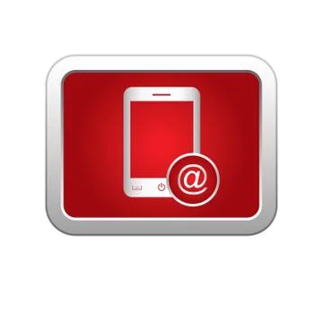 Phone @ icon red Illustrazione stock