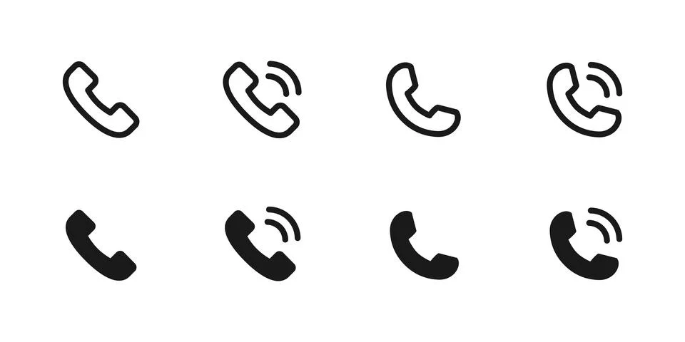 Phone icon. Ringing handset variations for calls and communication sign. Id.. Stock Illustration