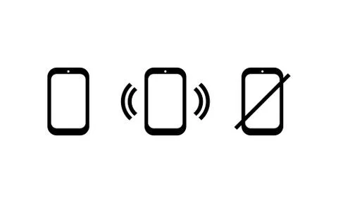 Phone icon set in black. Calling phone sign. No smartphone sign. Vector on is Stock Illustration