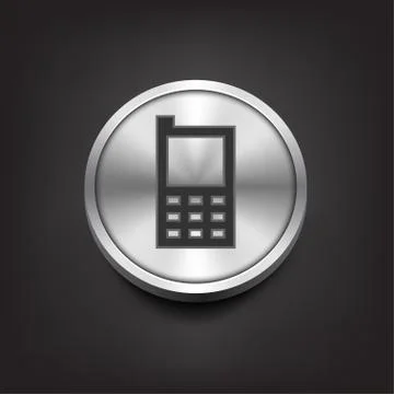 Phone icon on silver button. Stock Illustration