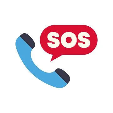 Phone icon with sos message bubble call Stock Illustration