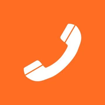 Phone icon vector, contact, support service sign isolated on orange backgroun Stock Illustration