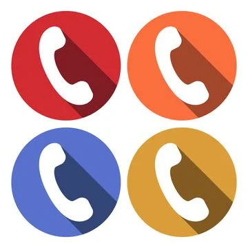 Phone icon - vector illustration with long shadow isolated on colours baclgro Stock Illustration