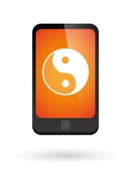 Phone icon with a ying yang Stock Illustration