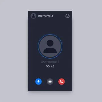Phone interface. Mobile application layout for video calls, online conference Stock Illustration