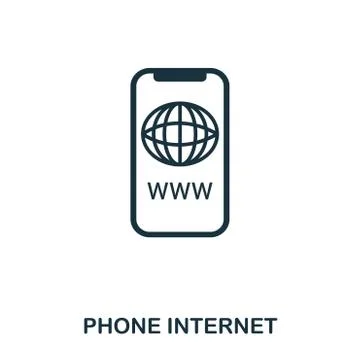 Phone Internet icon. Flat style icon design. UI. Illustration of phone internet Stock Illustration