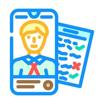 Phone interview interview job color icon vector illustration イラスト素材