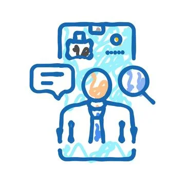 Phone interview interview job icon doodle illustration Illustrazione stock