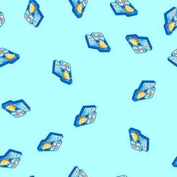 Phone interview interview job isometric icon seamless pattern Illustrazione stock