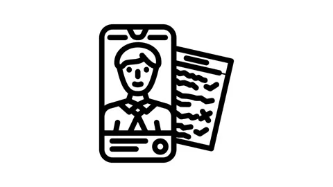 Phone interview interview job line icon animation Stock Footage 326749076