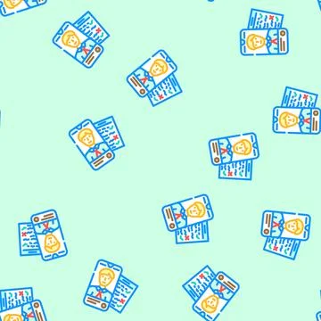 Phone interview interview job vector seamless pattern イラスト素材