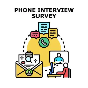 Phone interview survey vector concept illustration Stock Illustration