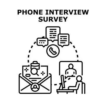 Phone interview survey vector concept illustration Stock Illustration