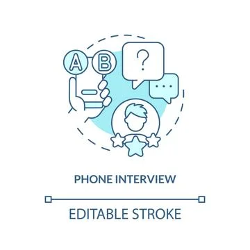 Phone interview turquoise concept icon Stock Illustration