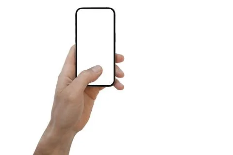 Phone iphone in a hand on a white background Photos