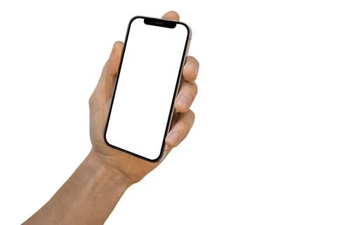 Phone iphone in a hand on a white background Stock Photos
