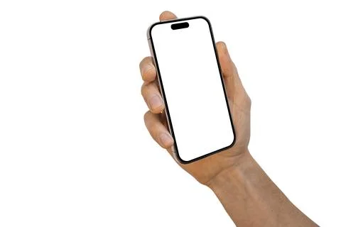 Phone iphone in a hand on a white background Stock Photos