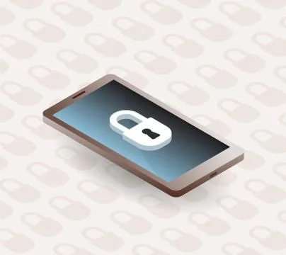 Phone isometric gadget securuty vector Stock Illustration