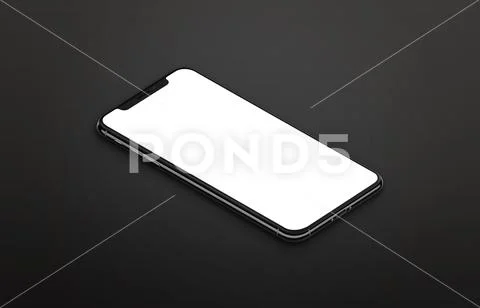 Phone in isometric position on black desk mockup Modello PSD