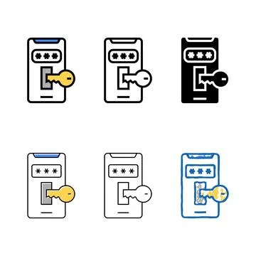 Phone key forms password color icon vector Stock Illustration