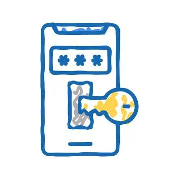 Phone key password icon doodle illustration Stock Illustration