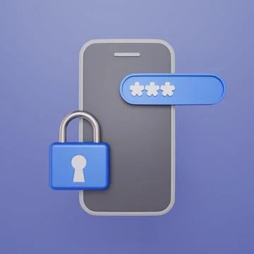 Phone with lock and pin code, Locked padlock with password, Personal data Фото