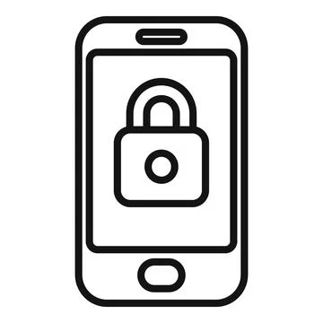 Phone lock icon outline vector. Hacker error Stock Illustration