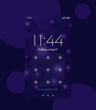 Phone lock screen, ui design, vector interface Stock Illustration