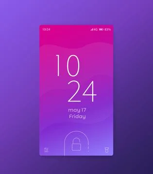 Phone lock screen, vector ui design Stock Illustration