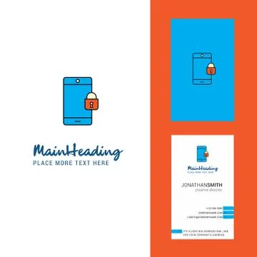 Phone locked Creative Logo and business card. vertical Design Vector Stock Illustration