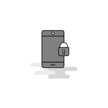 Phone locked Web Icon. Flat Line Filled Gray Icon Vector イラスト素材