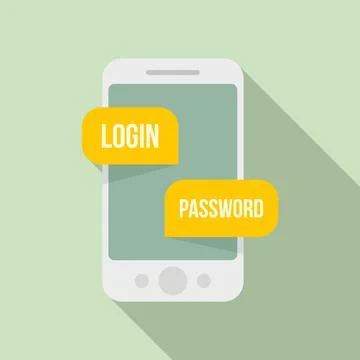 Phone login authentication icon, flat style Stock Illustration
