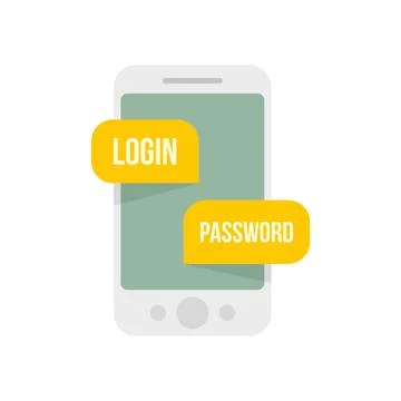 Phone login authentication icon flat isolated vector Stock Illustration