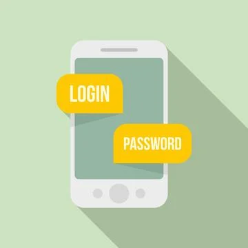 Phone login authentication icon, flat style Illustrazione stock
