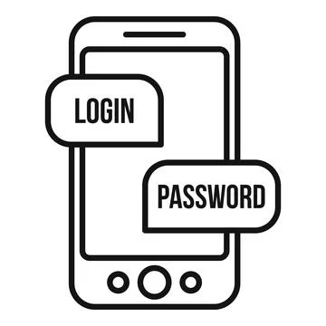 Phone login authentication icon, outline style Stock Illustration