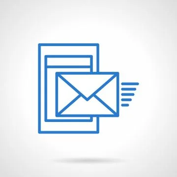 Phone mail blue simple line vector icon Stock Illustration
