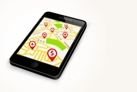 Phone with map Stock Illustration