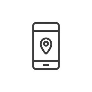 Phone with map pin icon. Location/navigation sign Stock Illustration