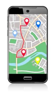 Phone Map -  Pointer Icon Cell Smart Mobile Stock Illustration