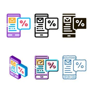 Phone message about clean percent icon vector outline Stock Illustration