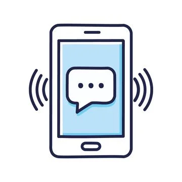 Phone message alert. Smartphone with notification of incoming message on th.. Stock-Illustration