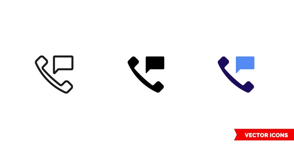 Phone message icon of 3 types color, black and white, outline. Isolated vecto Stock Illustration