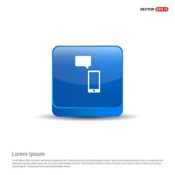 Phone with message icon - 3d Blue Button Stock Illustration